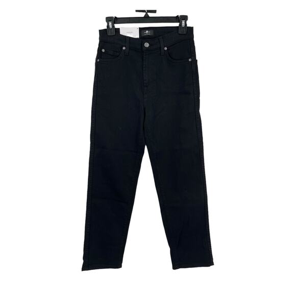 7 For All Mankind jeans gradient high waisted cropped straight black size 26 - Picture 1 of 7